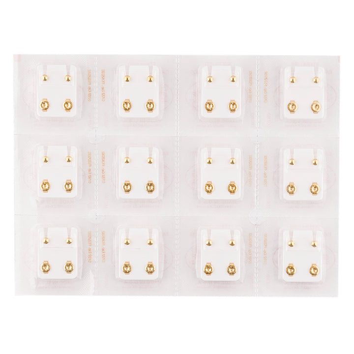 3MM Traditional Ball 24K Pure Gold Plated Piercing Ear Stud (12 Pair)