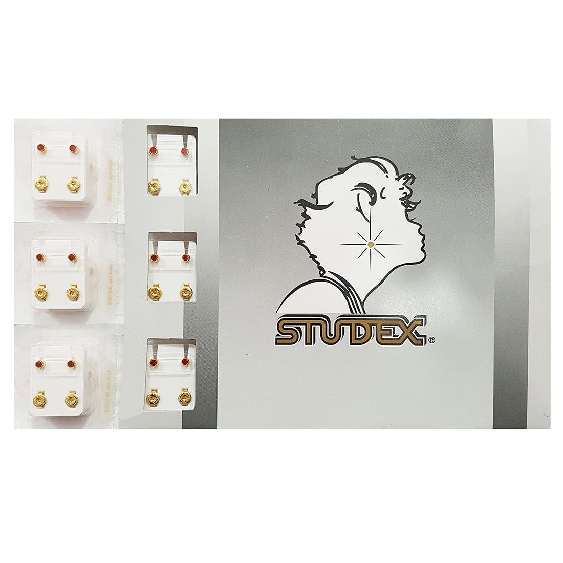 2MM July – Ruby Bezel Birthstone 24K Pure Gold Plated Piercing Ear Stud (12 Pair)