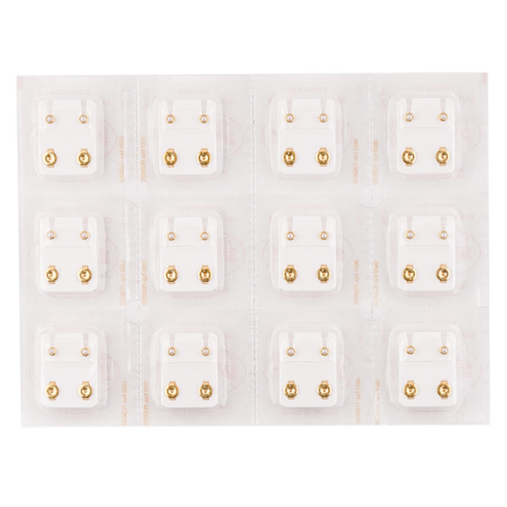 2MM White Pearl Bezel 24K Pure Gold Plated Piercing Ear Stud (12 Pair)