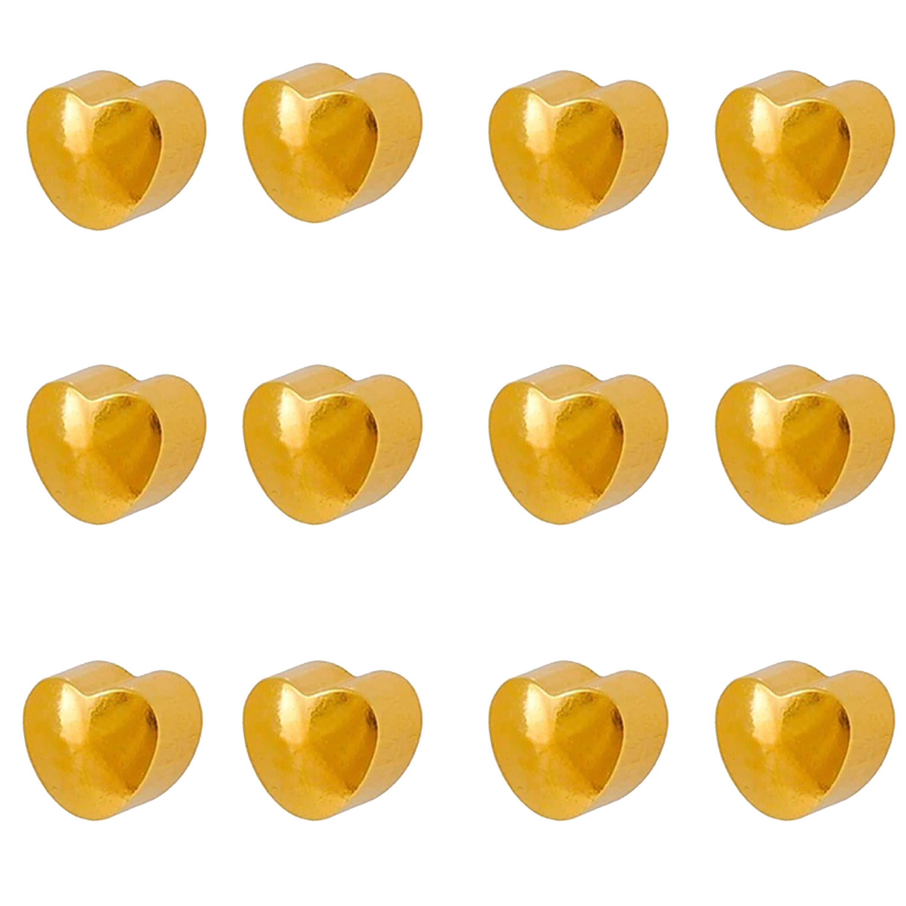 3MM Heart 24K Pure Gold Plated Piercing Ear Stud (12 Pair)