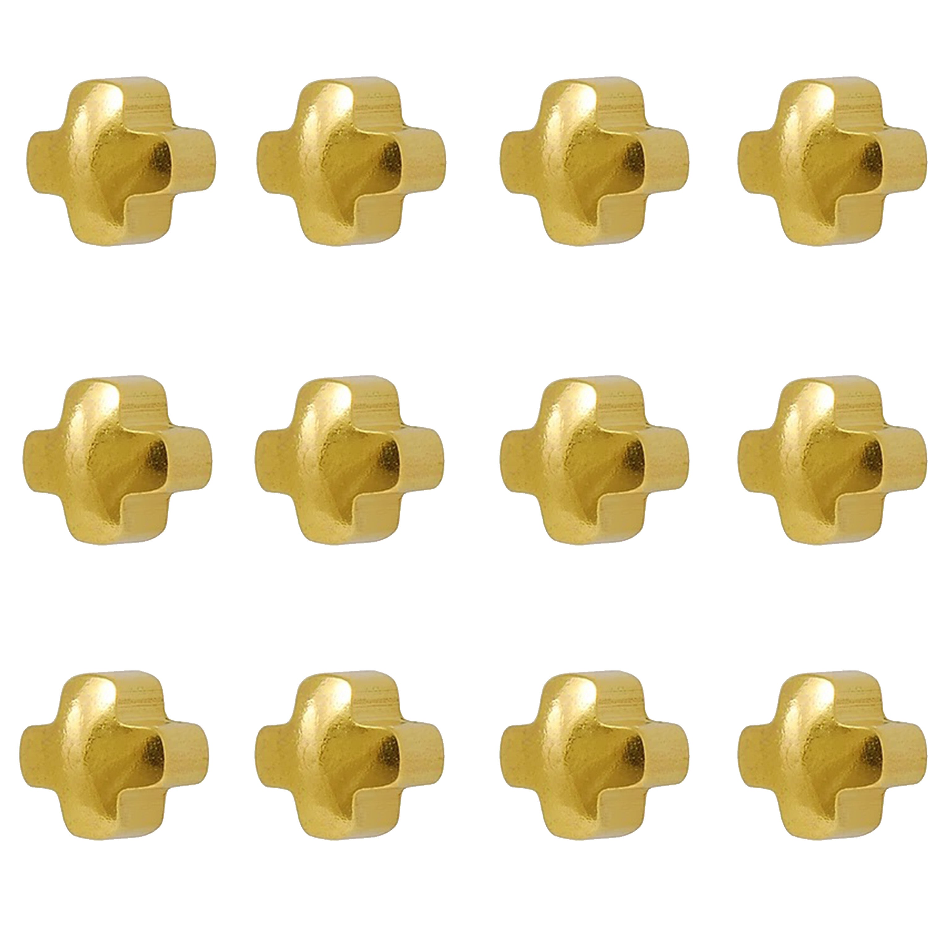 3MM Cross 24K Pure Gold Plated Piercing Ear Stud (12 Pair)