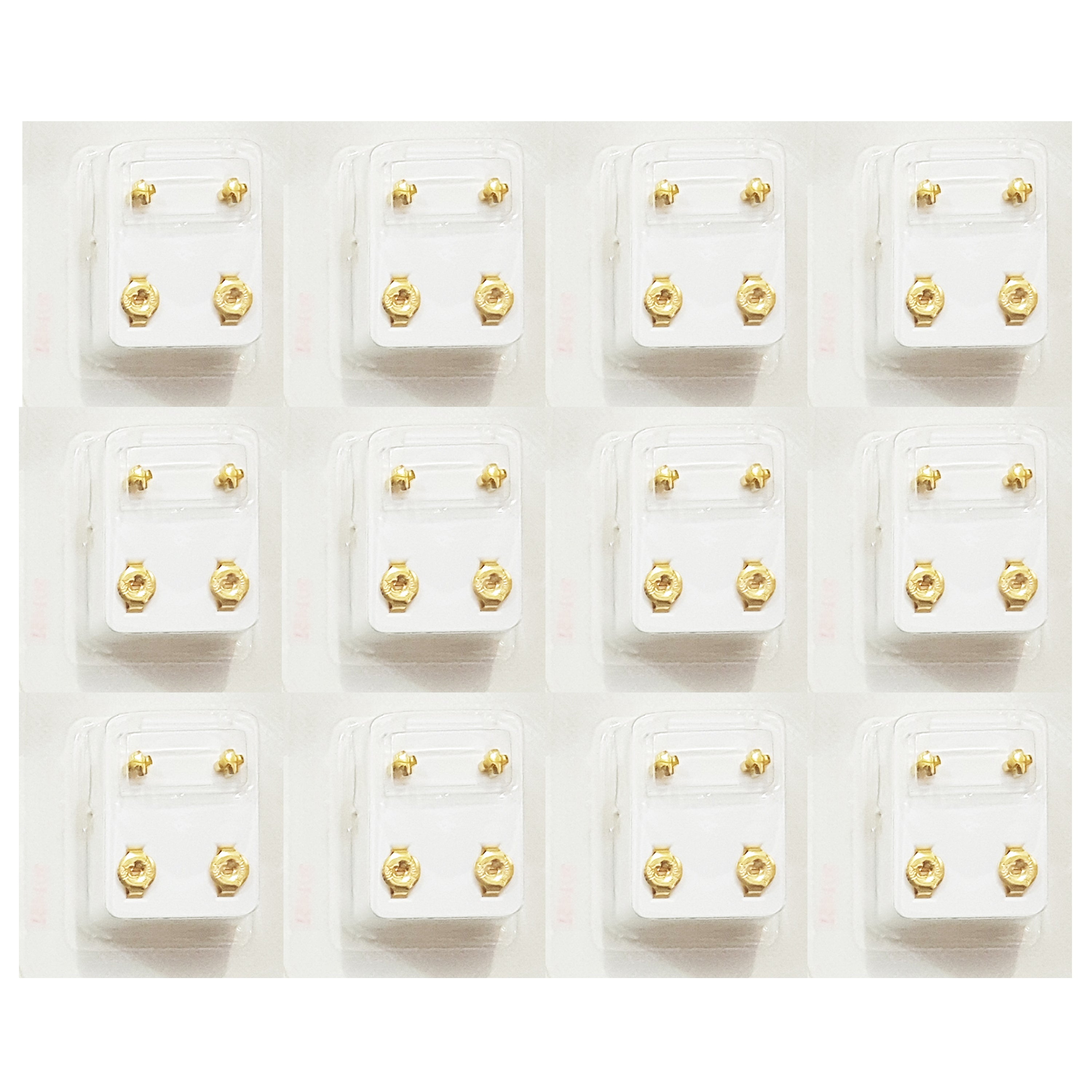 3MM Cross 24K Pure Gold Plated Piercing Ear Stud (12 Pair)