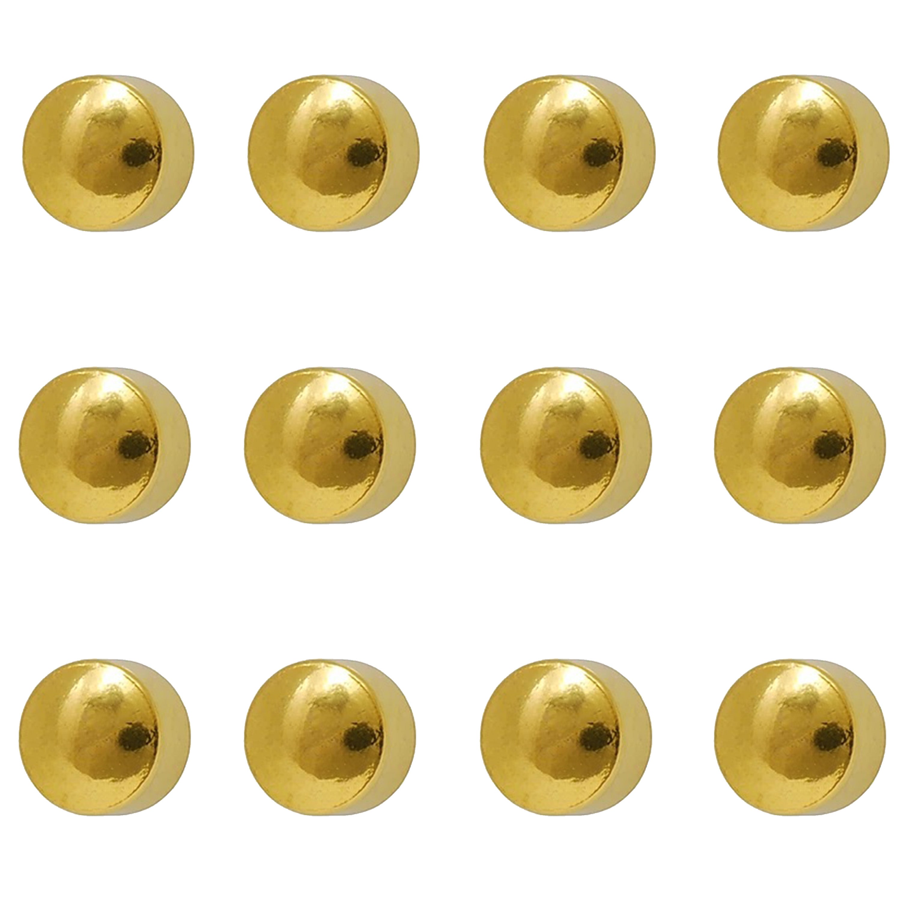 3MM Full Moon 24K Pure Gold Plated Piercing Ear Stud (12 Pair)