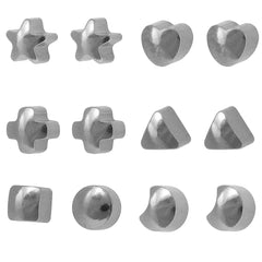 3MM Assorted Shapes Allergy-free Stainless Steel Piercing Ear Stud (12 Pair)