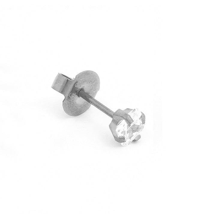 5X5MM Cubic Zirconia Princess Cut Allergy Free Stainless Steel (Single Studs) For Men Piercing Ear Stud