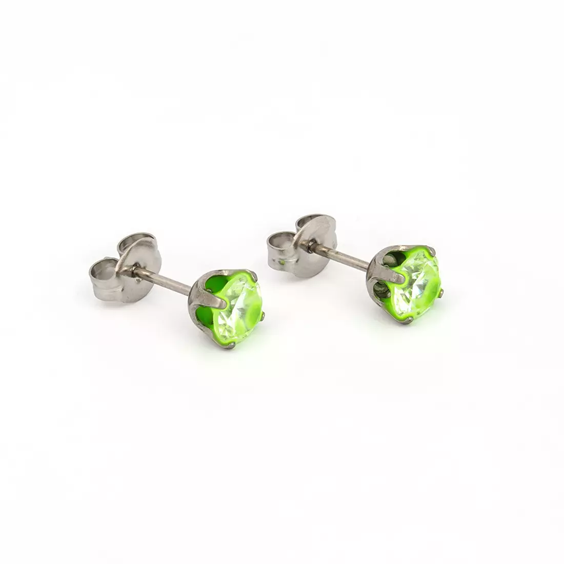 5MM Cubic Zirconia Neon Green Allergy Free Stainless Steel Ear Studs | Ideal for everyday wear