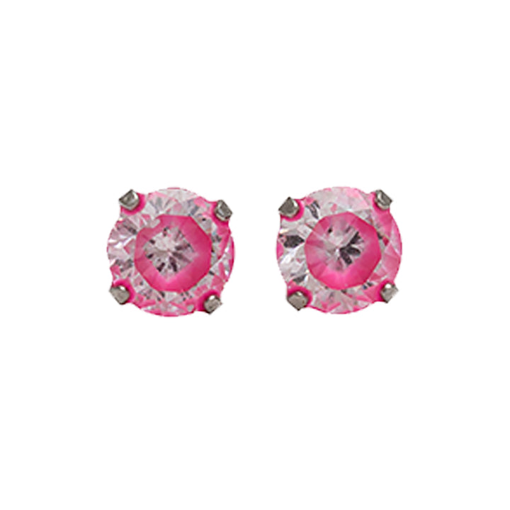 5MM Cubic Zirconia Neon Hot Pink Allergy Free Stainless Steel Ear Studs | Ideal for everyday wear