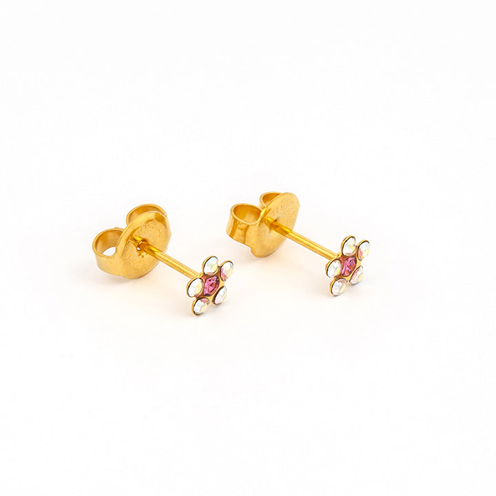 Daisy Ab/Oct Rose 24K Pure Gold Plated Ear Studs | Ideal for everyday wear