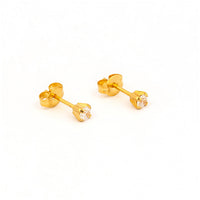3MM Cubic Zirconia 24K Pure Gold Plated Ear Studs | Ideal for everyday wear