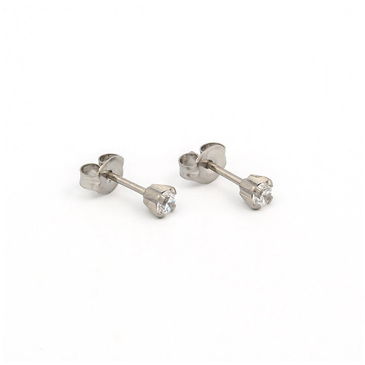 3MM Cubic Zirconia Allergy Free Stainless Steel Ear Studs | Ideal for everyday wear