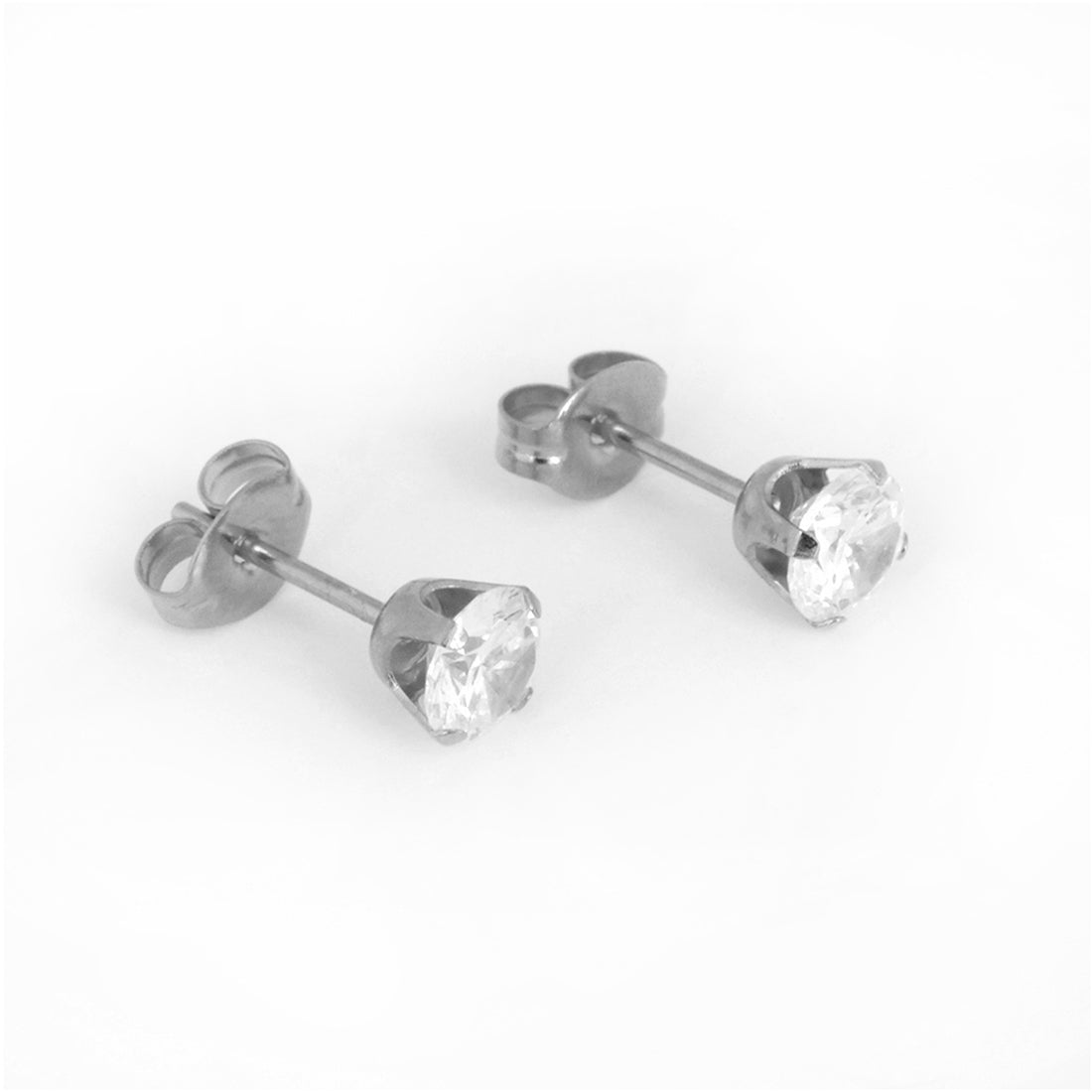 5MM Cubic Zirconia Allergy Free Stainless Steel Ear Studs | Ideal for everyday wear