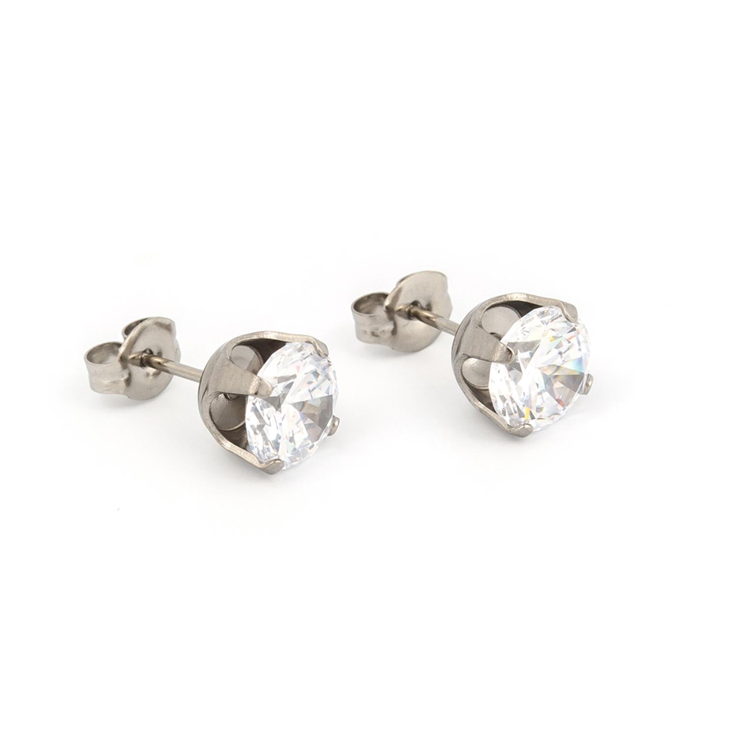 7MM Cubic Zirconia Allergy Free Stainless Steel Ear Studs | Ideal for everyday wear