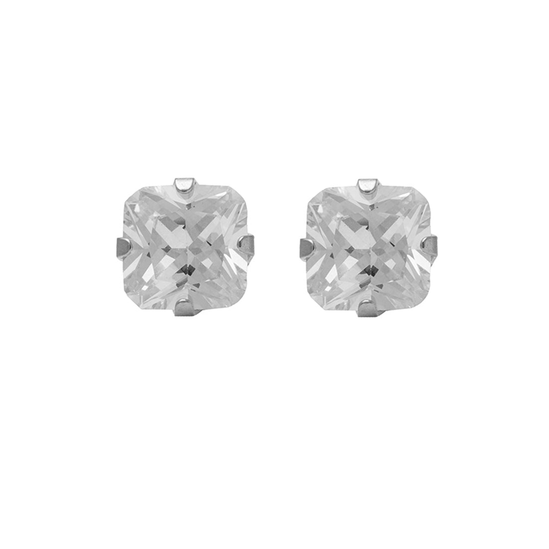 5*5MM Cubic Zirconia Princess cut Allergy Free Stainless Steel Ear Studs | Ideal for everyday wear