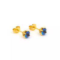 5MM September Sapphire 24K Pure Gold Plated Ear Studs | Ideal for everyday wear