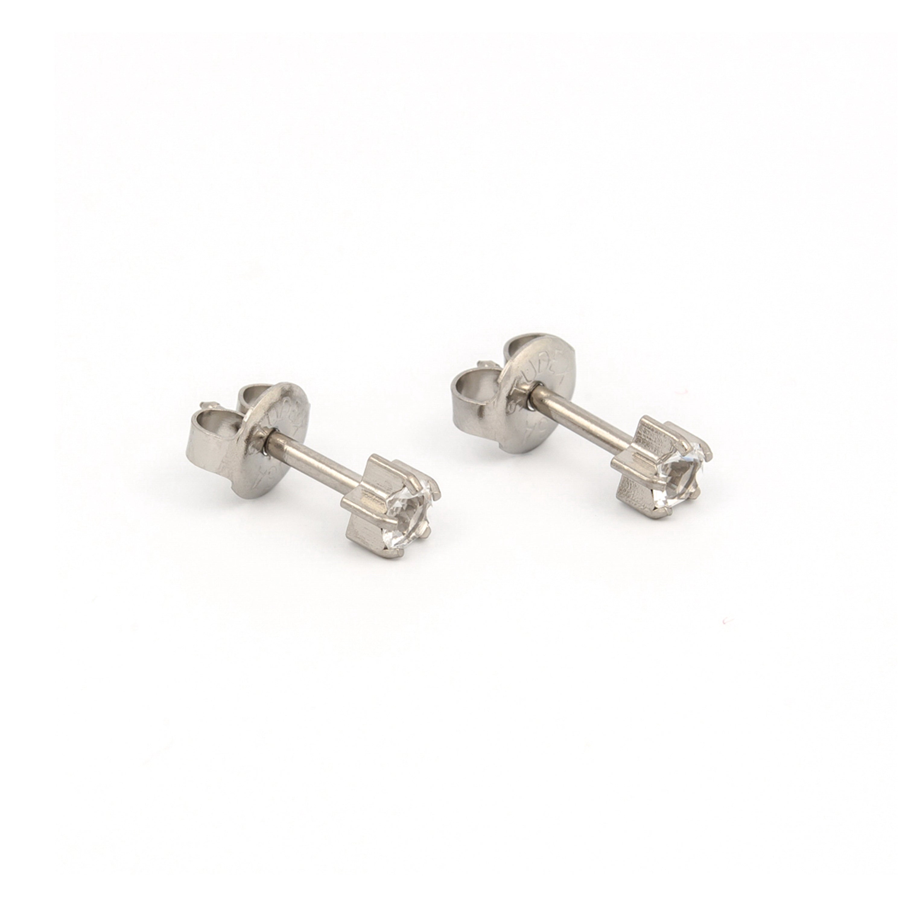 4MM April – Crystal Birthstone Allergy free Stainless Steel Ear Studs | MADE IN USA | Ideal for everyday wear