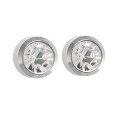 4MM April – Crystal Bezel Allergy free Stainless Steel Ear Studs | Ideal for everyday wear