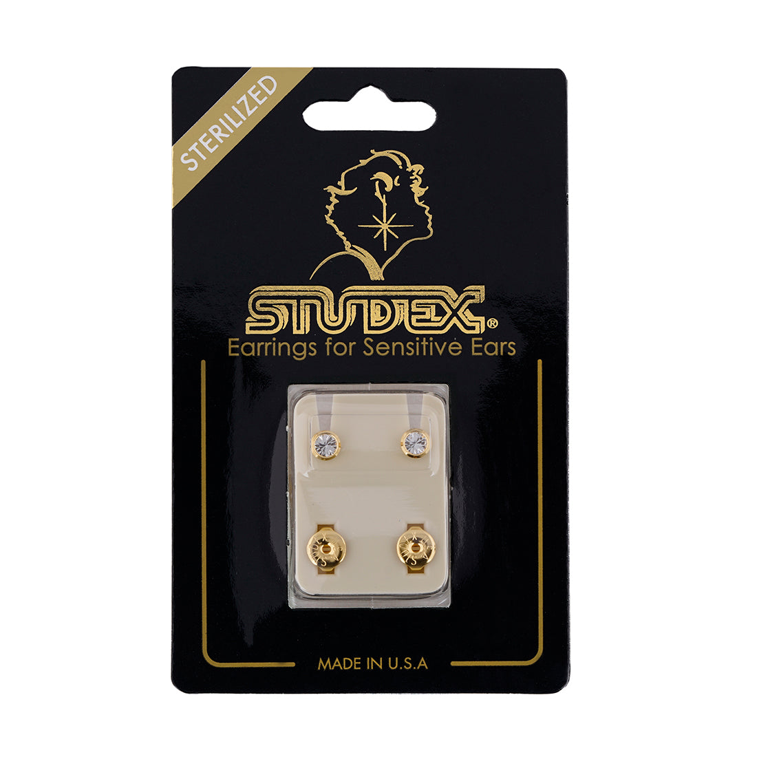 4MM April – Crystal Bezel 24K Pure Gold Plated Ear Studs | Ideal for everyday wear