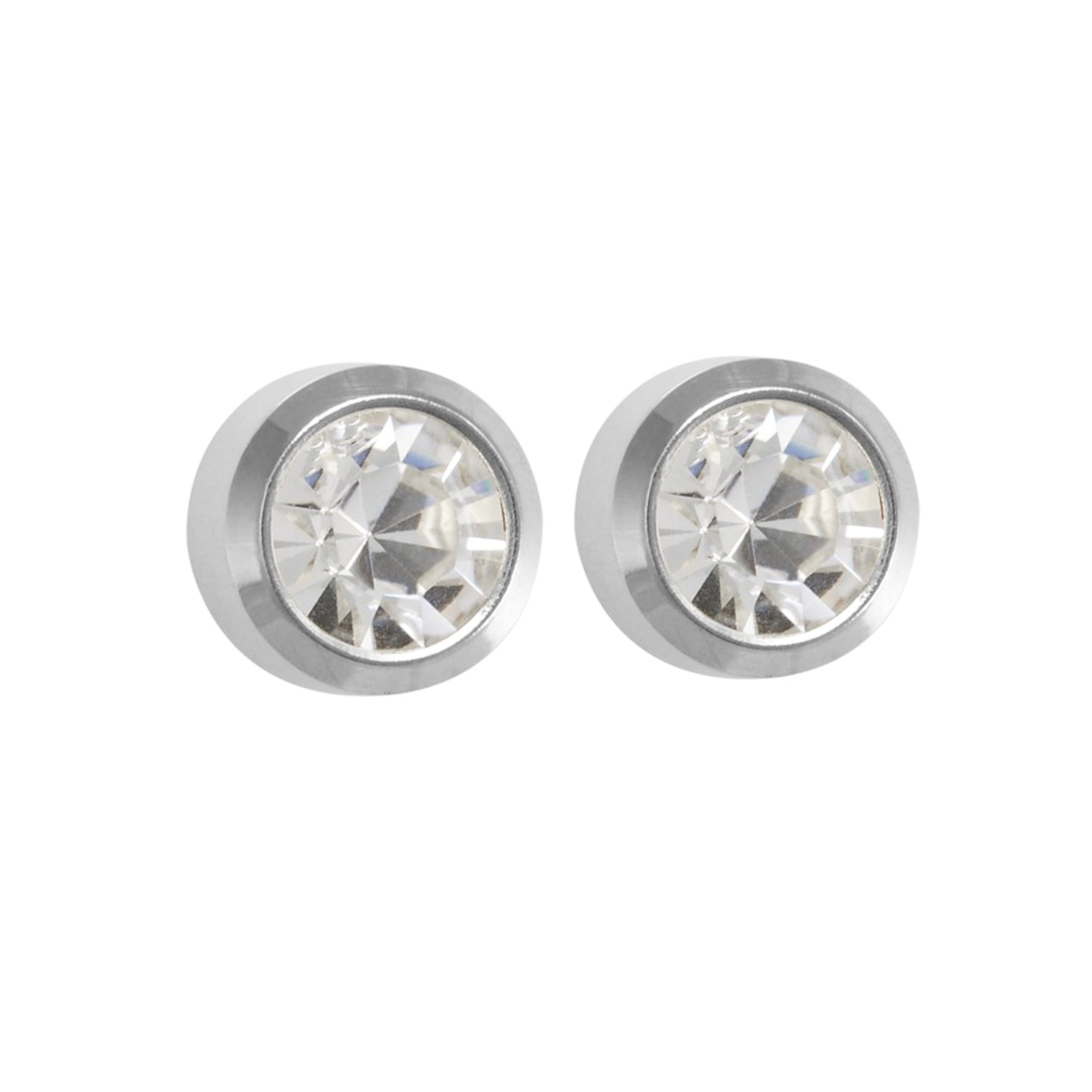 2MM April – Crystal Bezel Allergy free Stainless Steel Ear Studs | MADE IN USA | Ideal for everyday wear