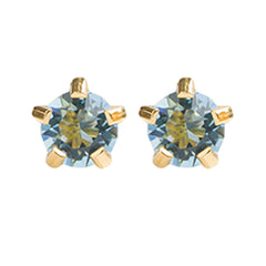 3MM March – Aquamarine Birthstone 24K Pure Gold Plated Ear Studs | Ideal for everyday wear