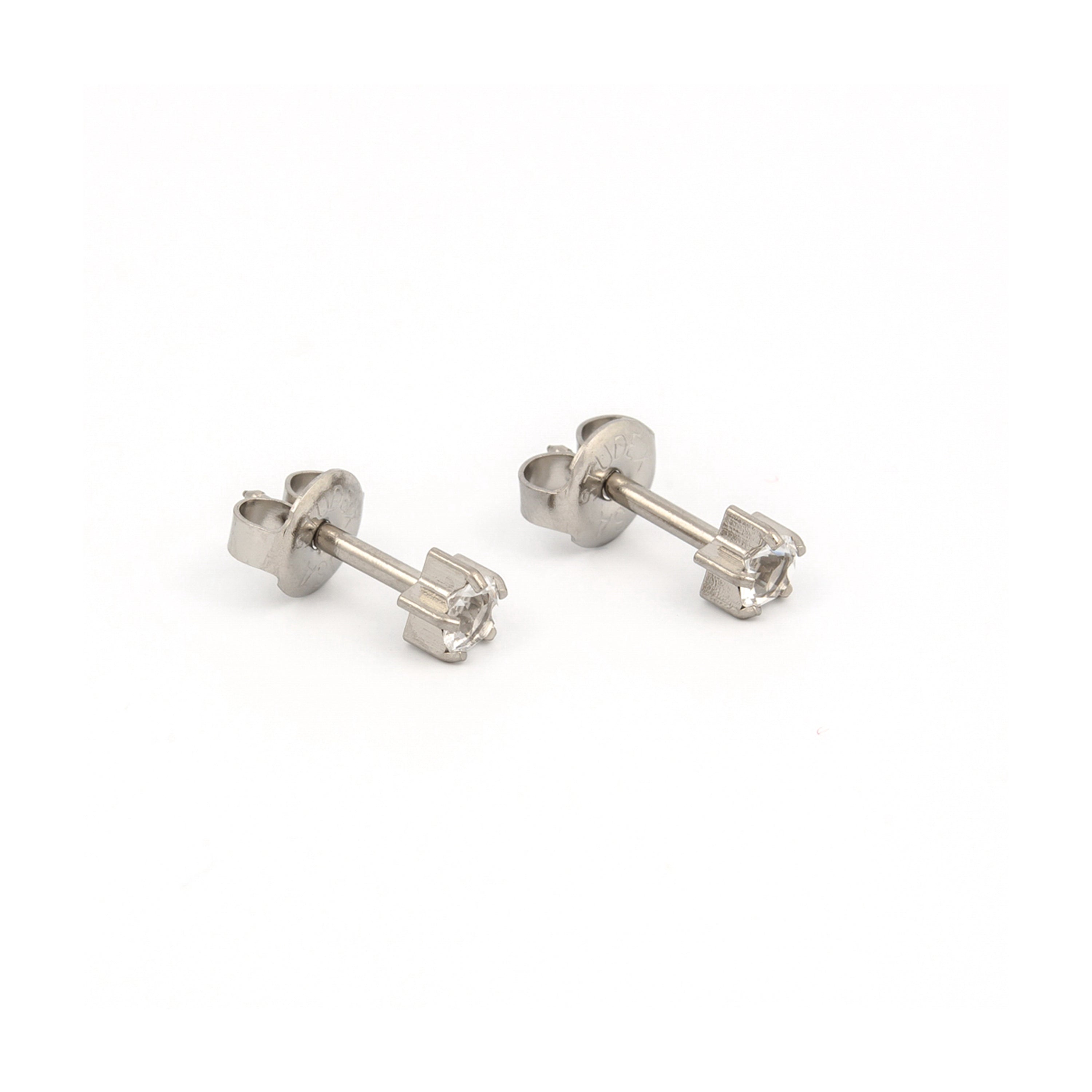 3MM April – Crystal Birthstone Allergy free Stainless Steel Ear Studs | Ideal for everyday wear