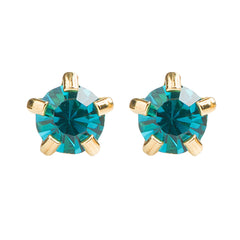 3MM December – Blue Zircon Birthstone 24K Pure Gold Plated Ear Studs | Ideal for everyday wear
