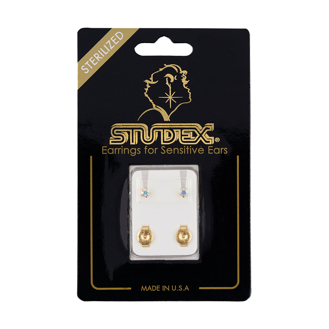 3MM Rainbow Crystal Birthstone 24K Pure Gold Plated Ear Studs | MADE IN USA | Ideal for everyday wear
