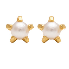 3MM Pearl 24K Pure Gold Plated Ear Studs | MADE IN USA | Ideal for everyday wear