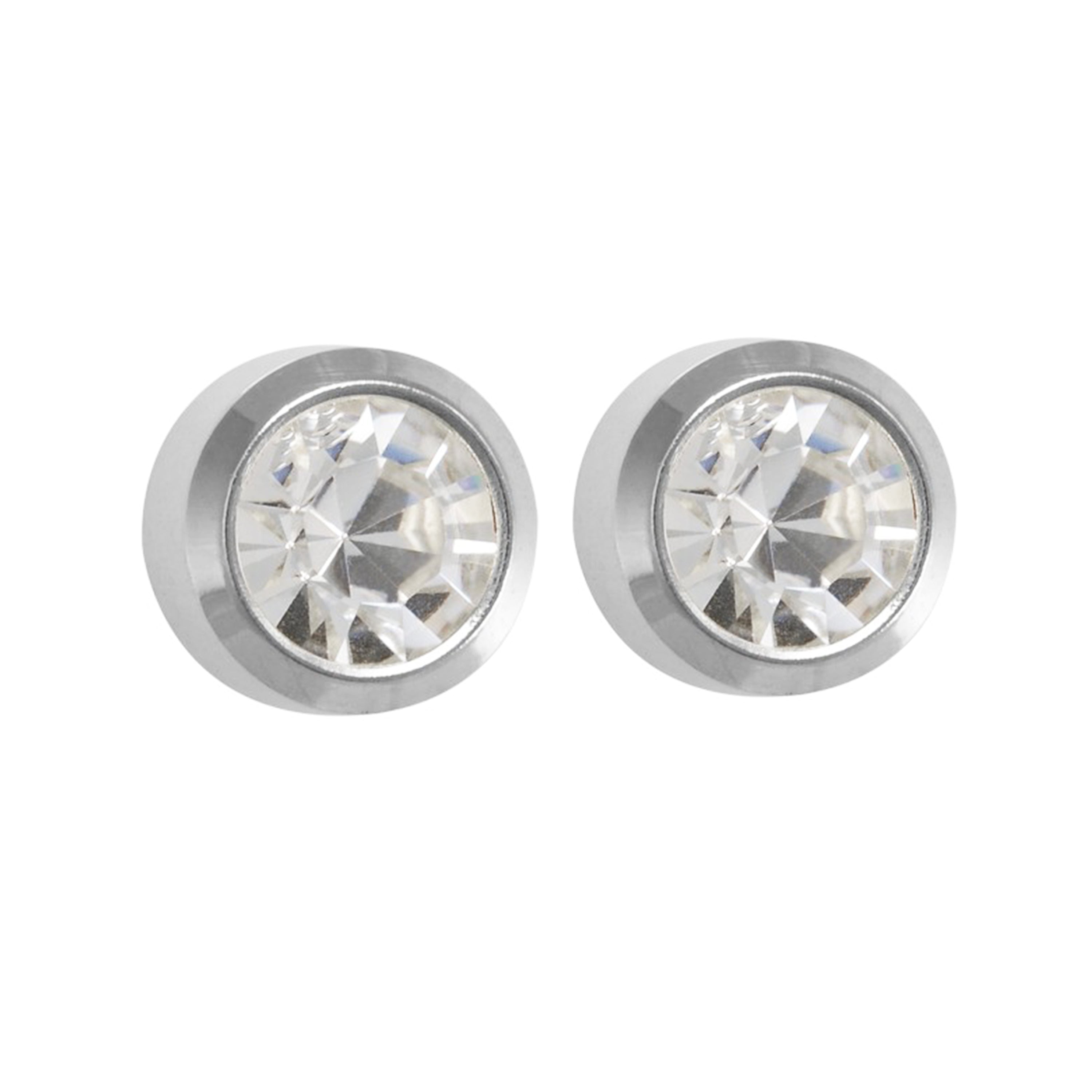 3MM April – Crystal Bezel Allergy free Stainless Steel Ear Studs | MADE IN USA | Ideal for everyday wear