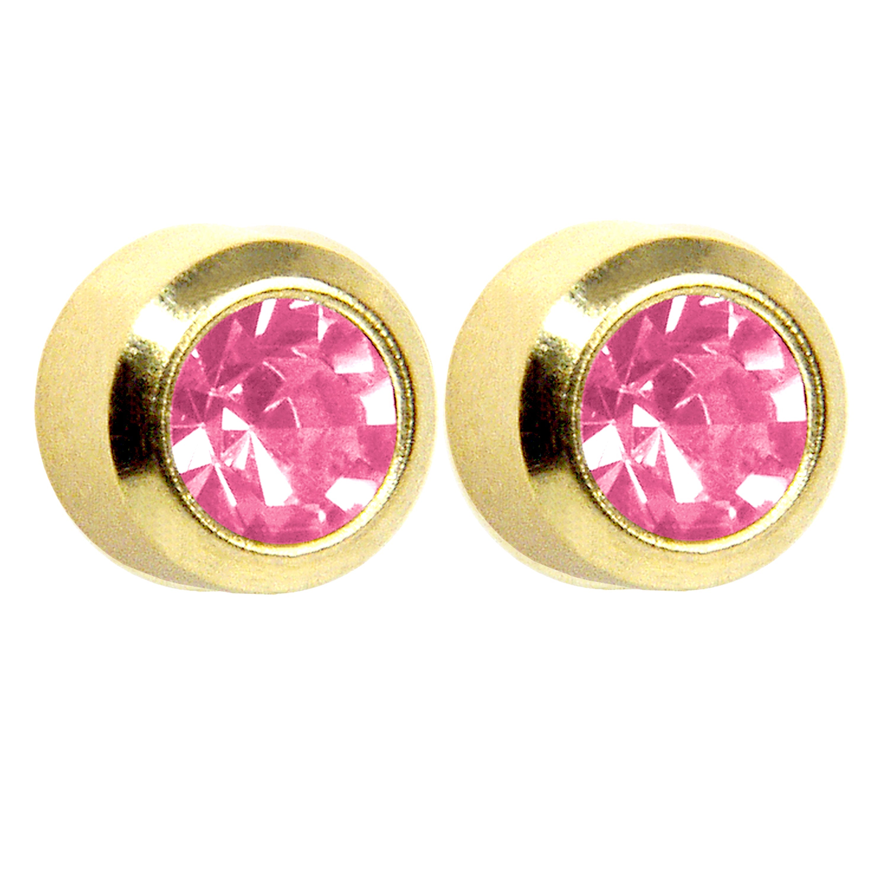 3MM October – Rose Bezel 24K Pure Gold Plated Ear Studs | MADE IN USA | Ideal for everyday wear