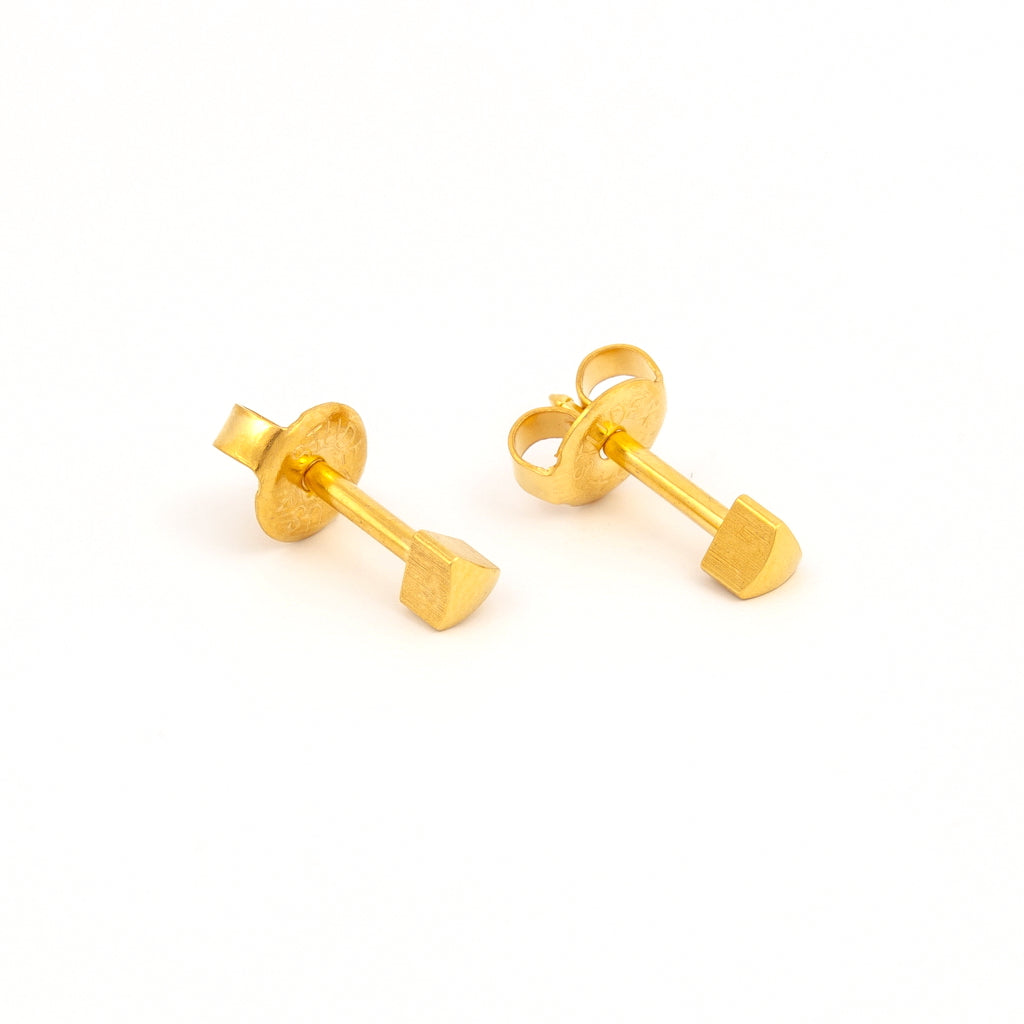 3MM Triangle 24K Pure Gold Plated Ear Studs | MADE IN USA | Ideal for everyday wear