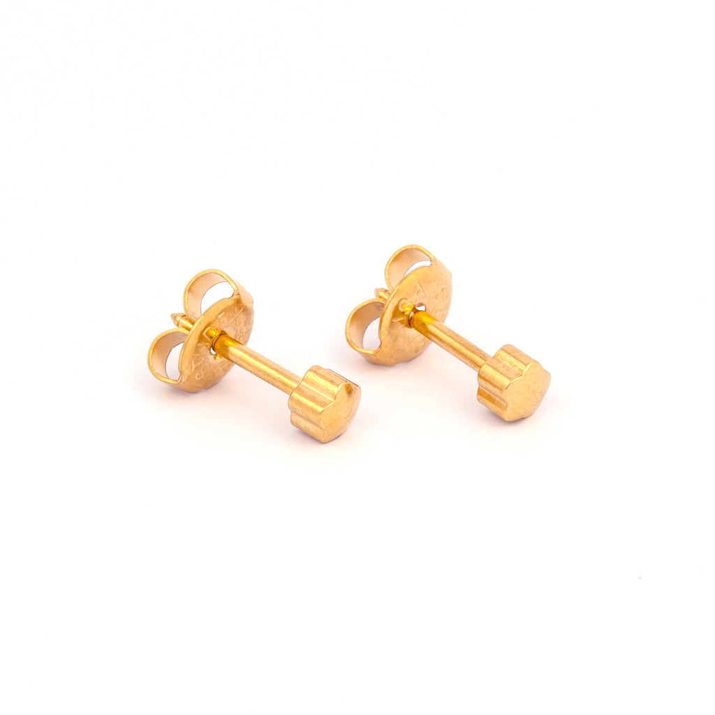 3MM Flower 24K Pure Gold Plated Ear Studs | MADE IN USA | Ideal for everyday wear