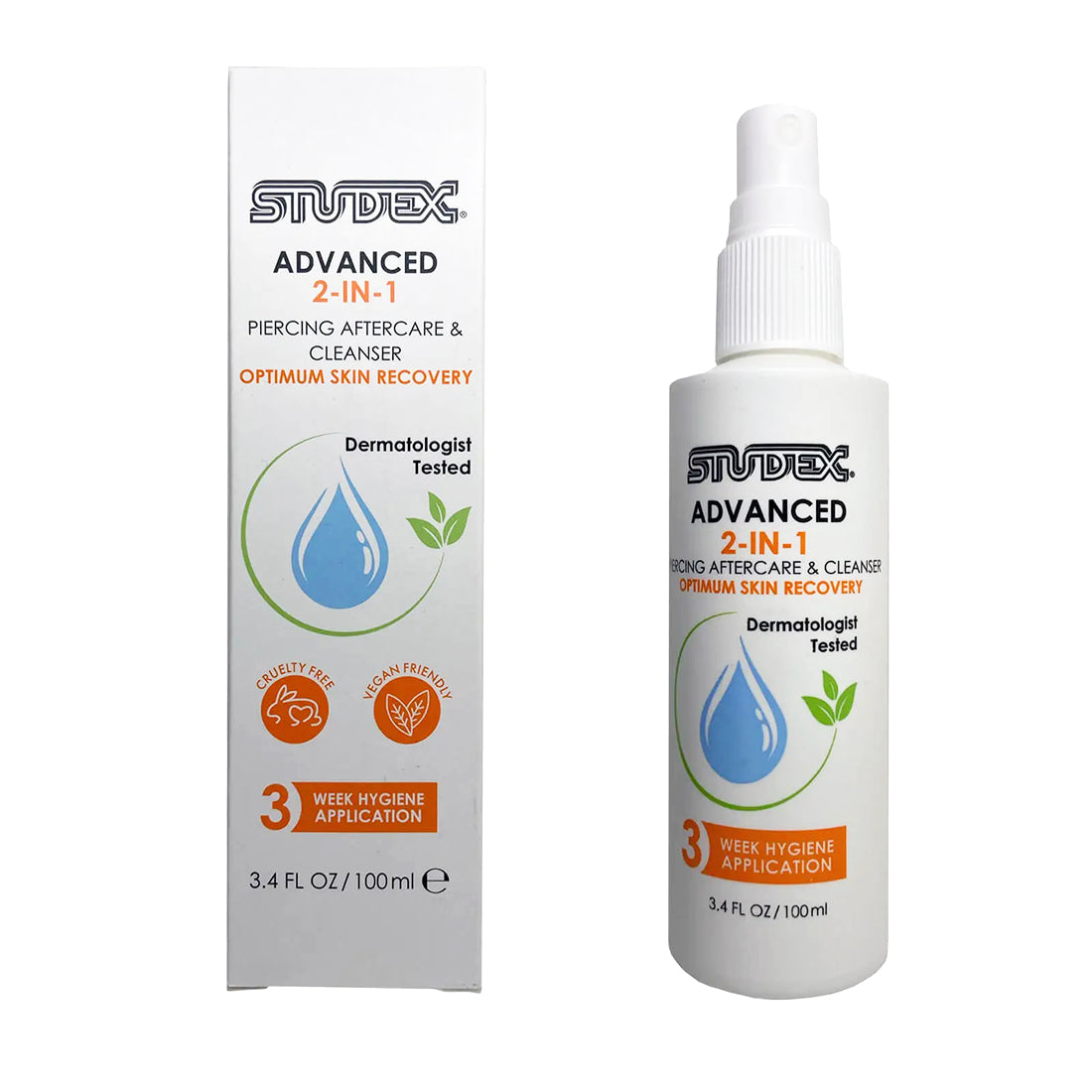 STUDEX Advanced Piercing Aftercare & Cleanser 3.4 FL OZ | 100 ml