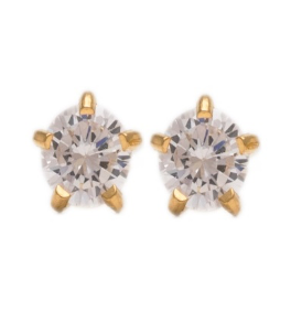2MM Cubic Zirconia 24K Pure Gold Plated Ear Studs | Ideal for everyday wear